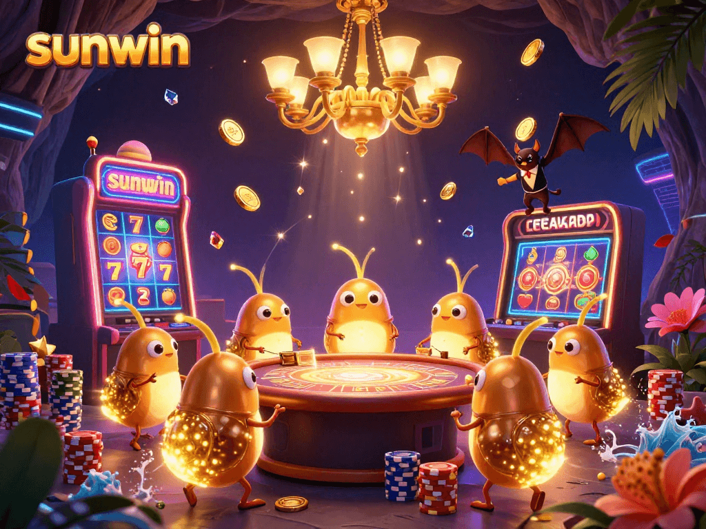 Play exciting slots at sunwin with glowing glowworms and dynamic casino elements.