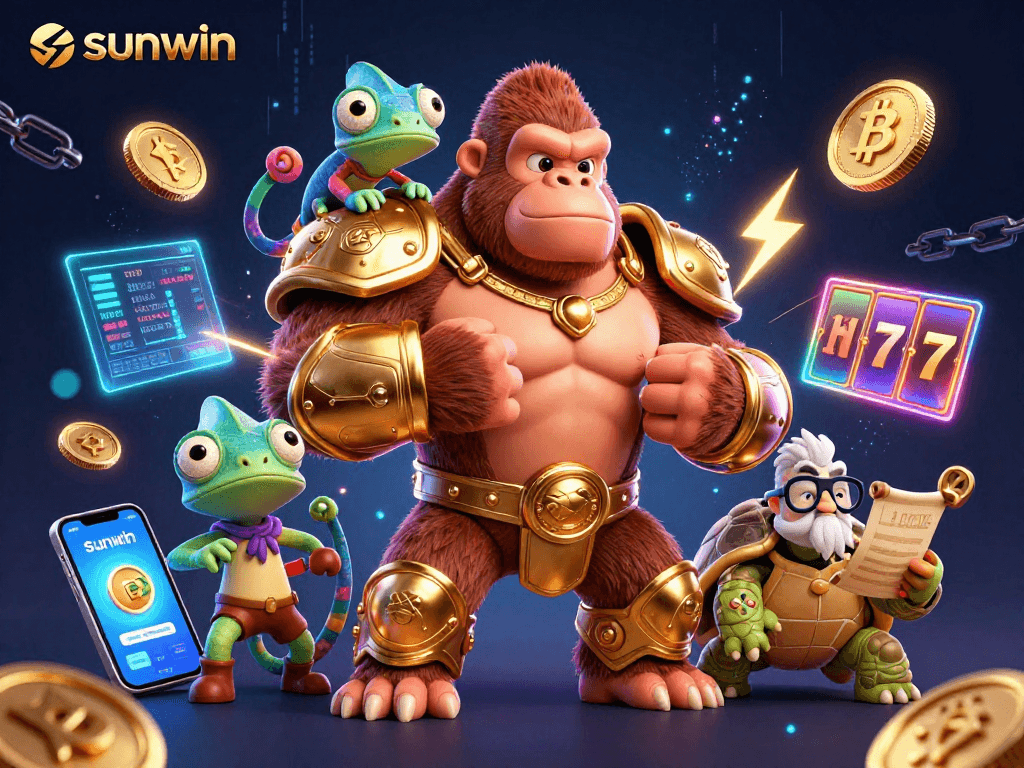 Engage with the thrilling world of sunwin as a powerful gorilla king leads a dynamic casino adventure alongside colorful companions.