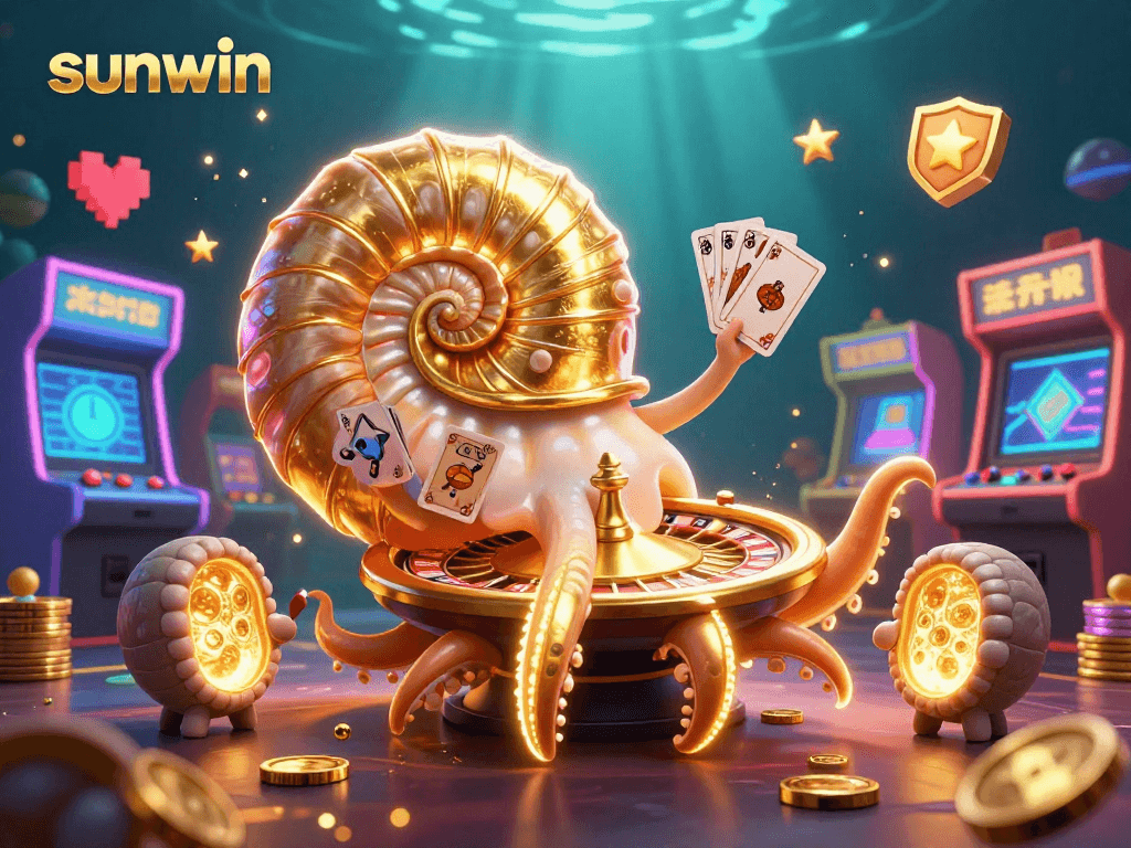 Engage with sunwin’s thrilling casino experience featuring a vibrant 3D illustration of a nautilus roulette wheel.