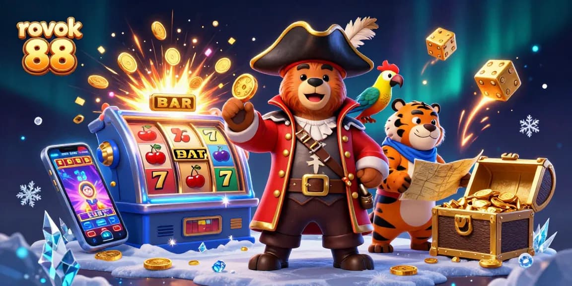 Experience the excitement of rokok 88 with dynamic 3D characters and casino symbols.
