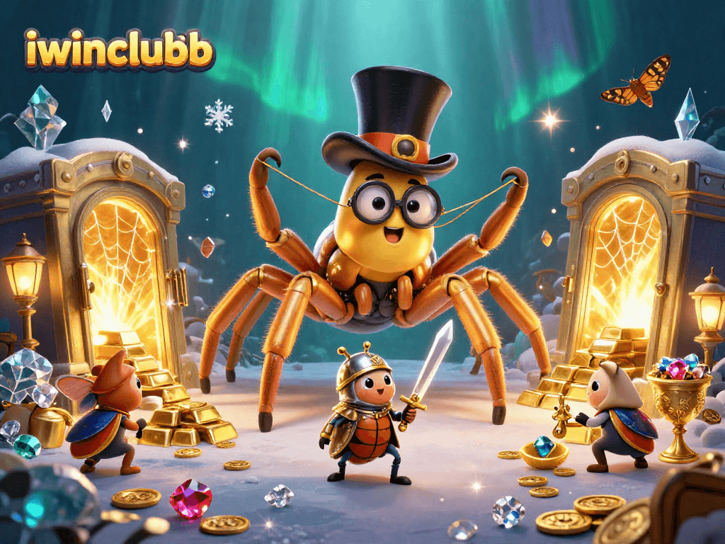 Engage with iwinclubb's vibrant casino adventure featuring a golden tarantula and beetle knight.
