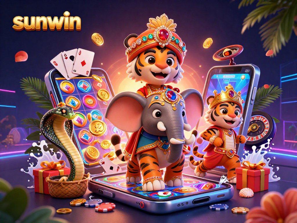 Experience the thrill of sunwin's vibrant slot games with a dazzling illustration.