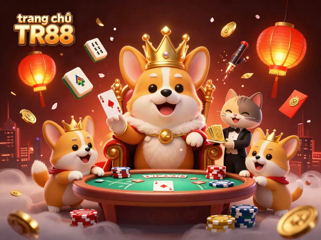 Engage with the vibrant features of trang chủ TR88 in a high-stakes casino setting, with charming 3D characters.