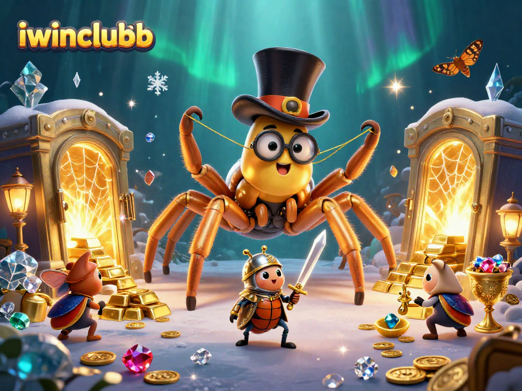 Engage with iwinclubb's vibrant casino adventure featuring a golden tarantula and beetle knight.