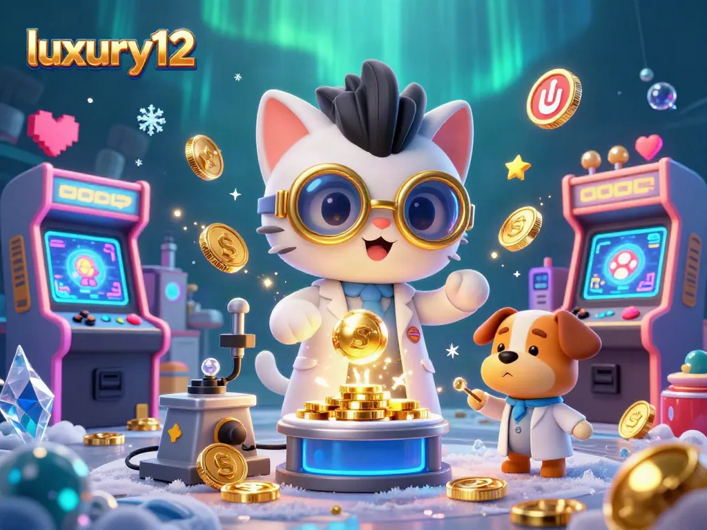 Experience luxury12 with a mad scientist cat and dog, showcasing vibrant casino game action!