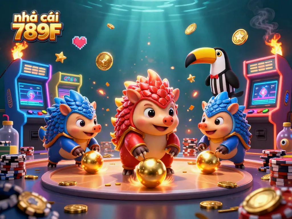 Engage with nhà cái 789F through a vibrant 3D competition among pangolins rolling into golden balls
