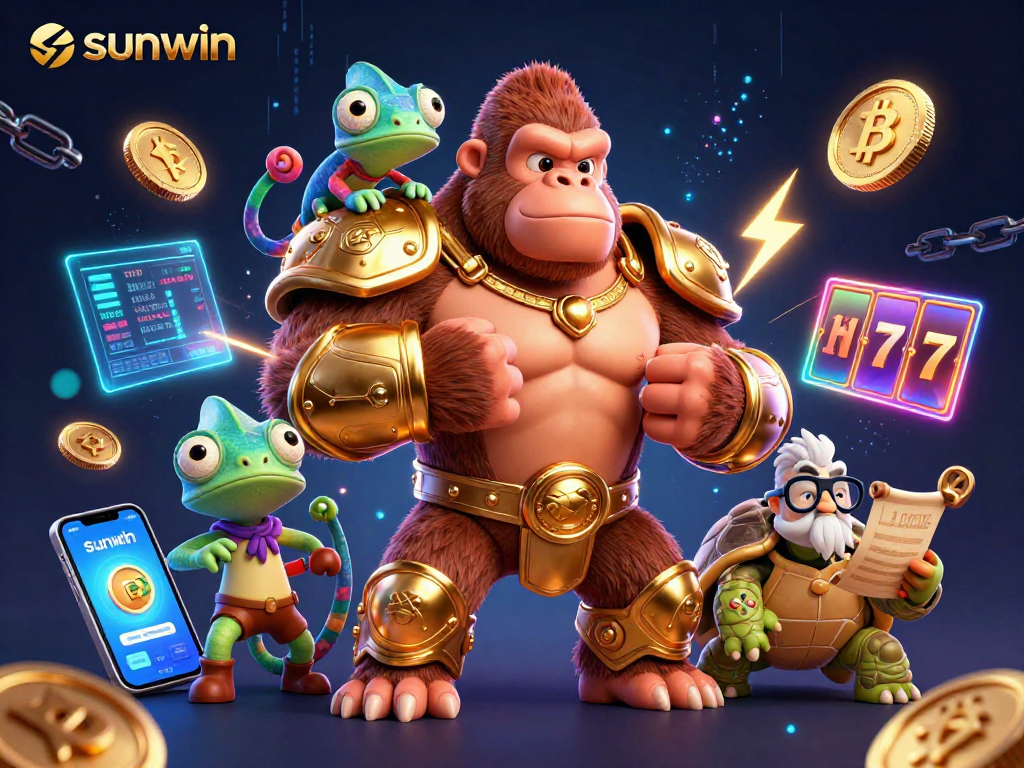 Engage with the thrilling world of sunwin as a powerful gorilla king leads a dynamic casino adventure alongside colorful companions.
