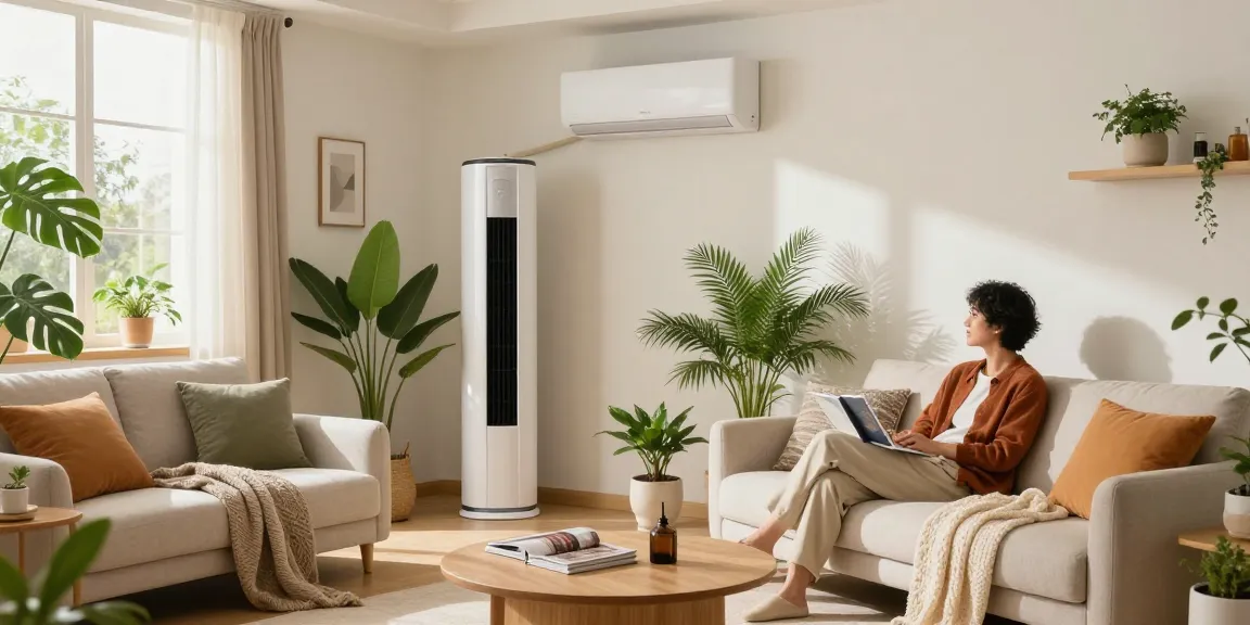 A family enjoying the comfort provided by a 2400 btu mini split air conditioner in a beautifully decorated living room.