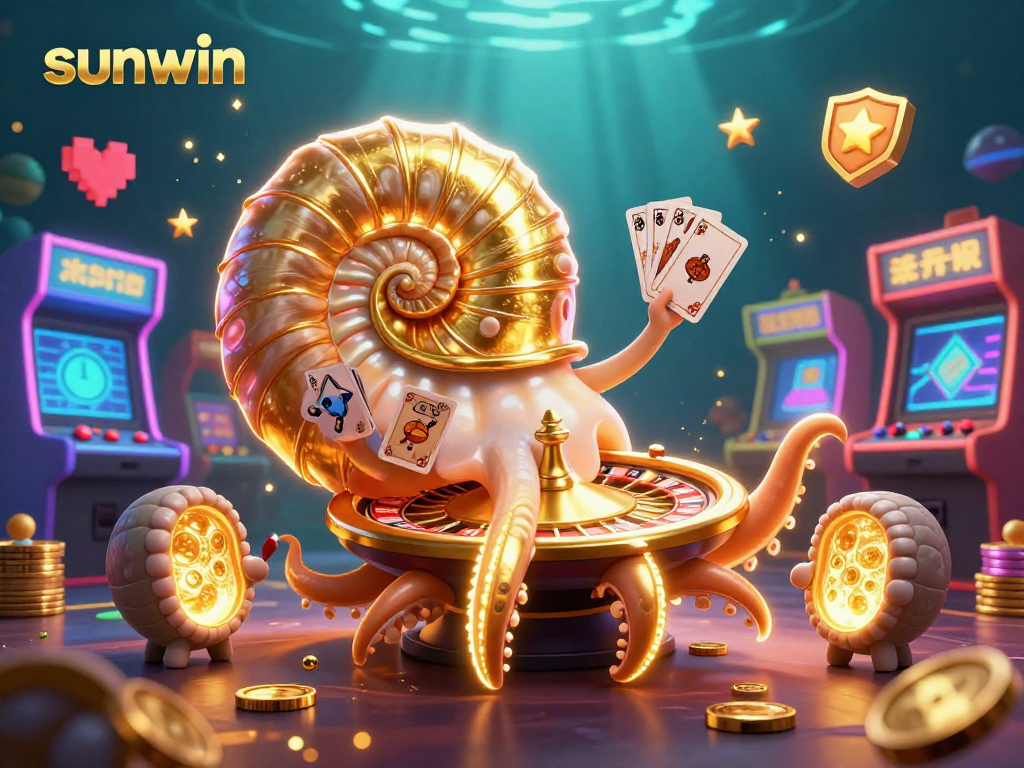 Engage with sunwin’s thrilling casino experience featuring a vibrant 3D illustration of a nautilus roulette wheel.
