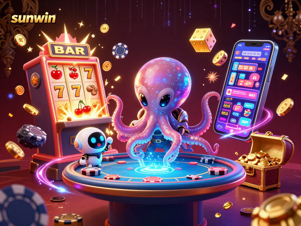 Engage with sunwin's immersive gameplay featuring an alien octopus at a thrilling poker table.