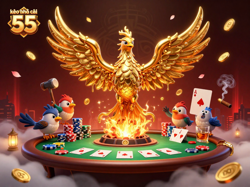 Engage with the thrilling kèo nhà cái 55 casino experience featuring a molten phoenix and dynamic poker action.