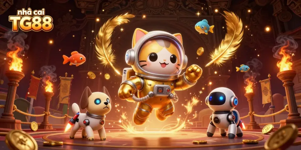 Engage in the thrill of nhà cái TG88 with a captivating cosmic casino scene illustrating players immersed in action.