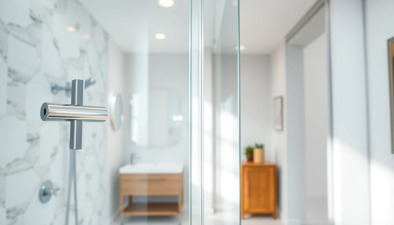 Elegant shower doors sliding in a modern bathroom showcase a stylish design and sleek features.
