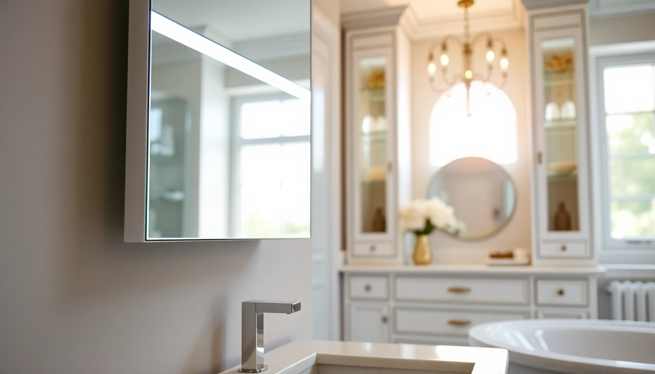 Stylish elegant led mirror enhancing a modern bathroom with refined decor.