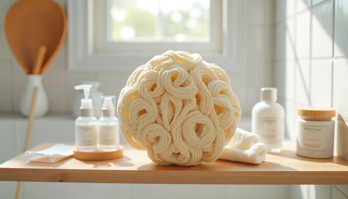 Learn how to use silicone loofah for effective skincare in a tranquil bathroom setting.