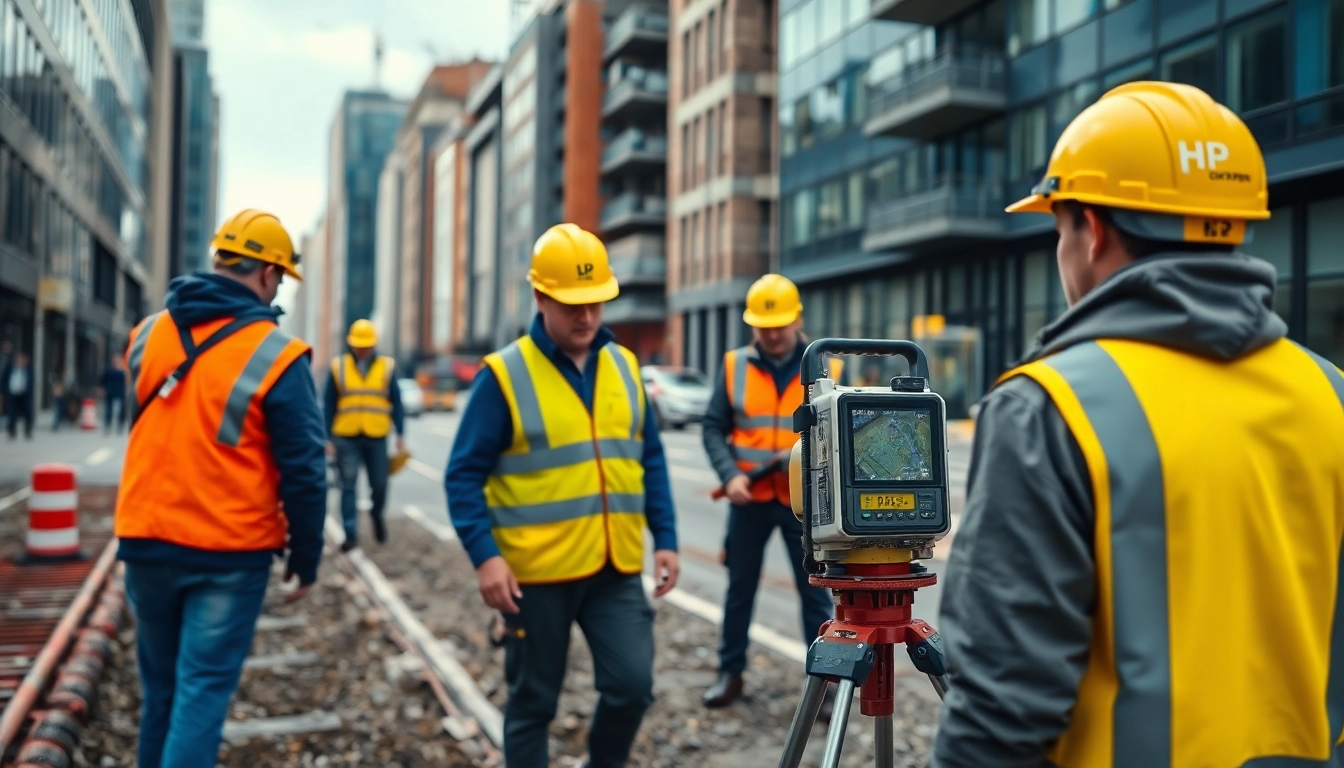 Utility surveyors Surrey Sussex team using Ground Penetrating Radar in urban environment