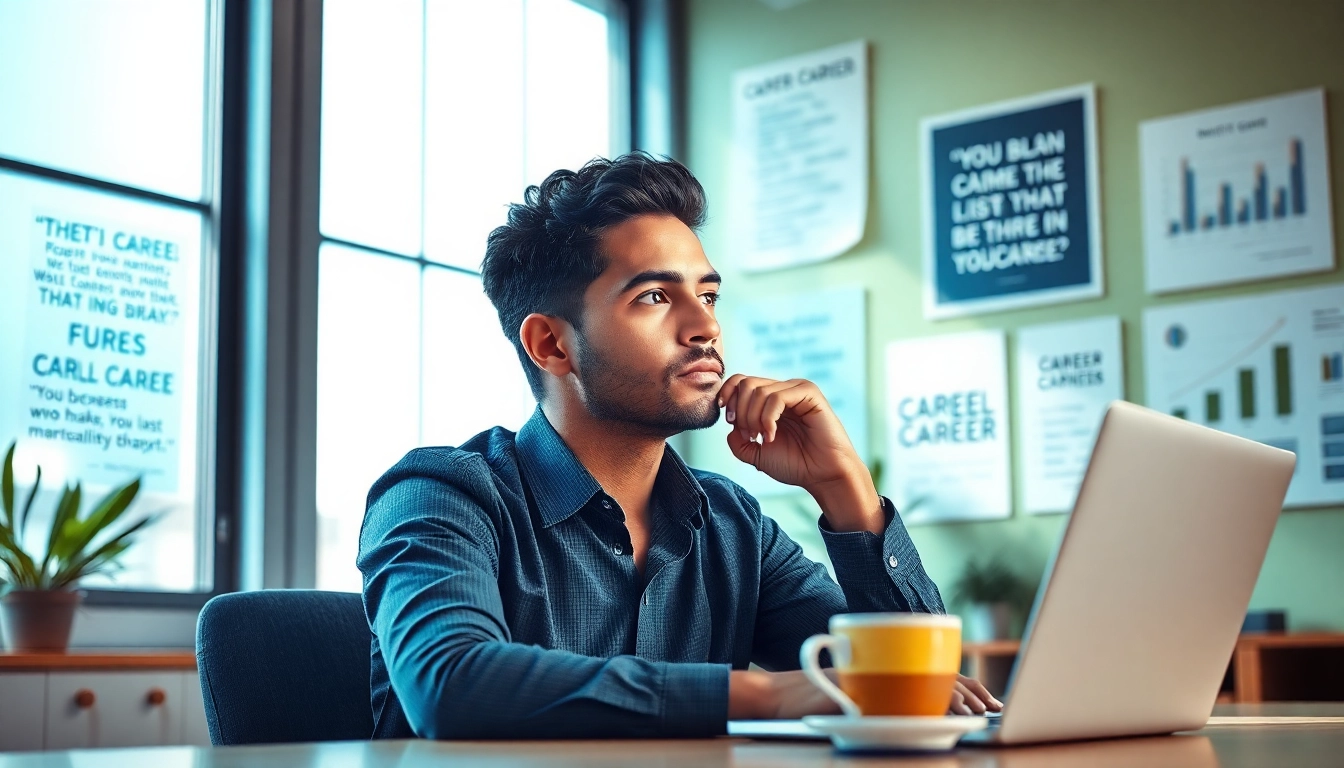 Envision your ideal career with a thoughtful individual in a bright office setting.