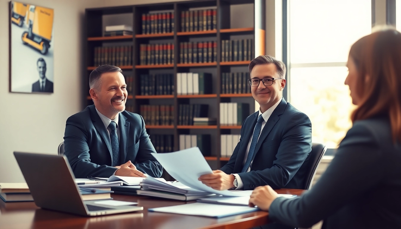 Clearwater truck accident lawyer providing expert legal advice to a client in a professional office.