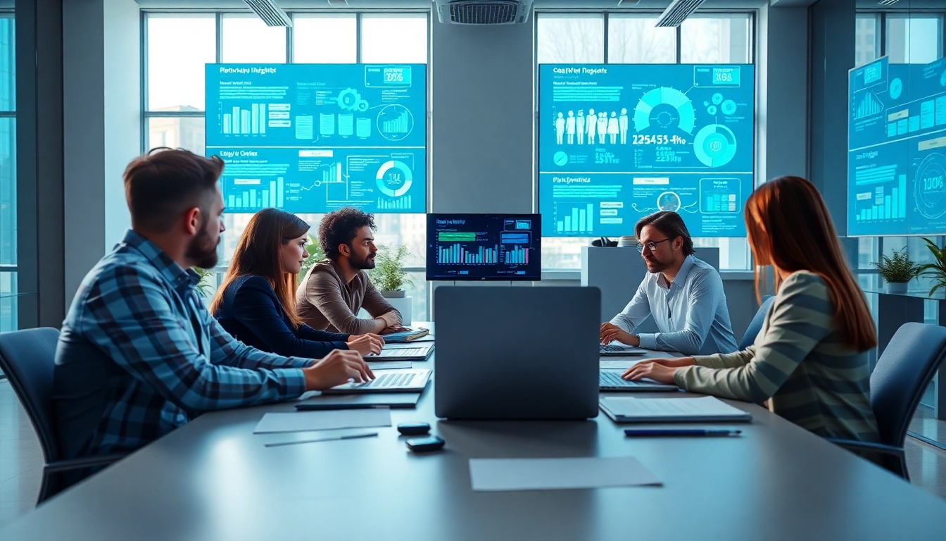 Collaborative professionals discussing Strategy Capture Management in a modern office setting.