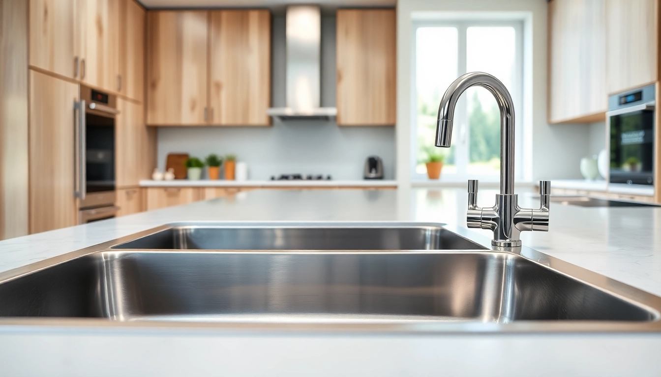 Experience a stylish kitchen sink in stainless steel, showcasing modern design with a brushed finish.