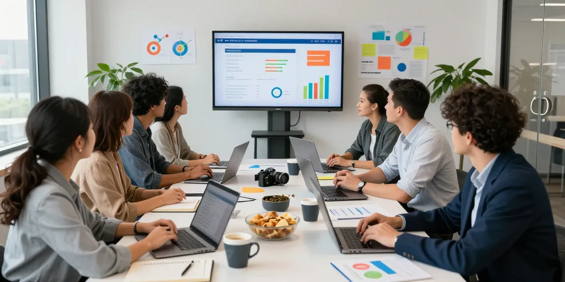 Team collaborating on websites with no upfront costs in a modern office